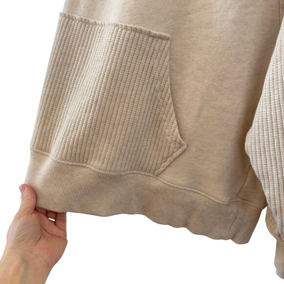 Aerie Essential Waffle Hoodie & Trouser Set in "Heather Frost" Tan Size Small - Picture 8 of 15